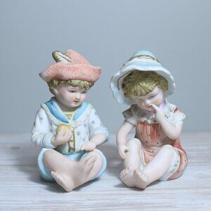 Vintage Andrea by Sadek Bisque Piano Boy and Girl Pair Figurines Design Reg 6682